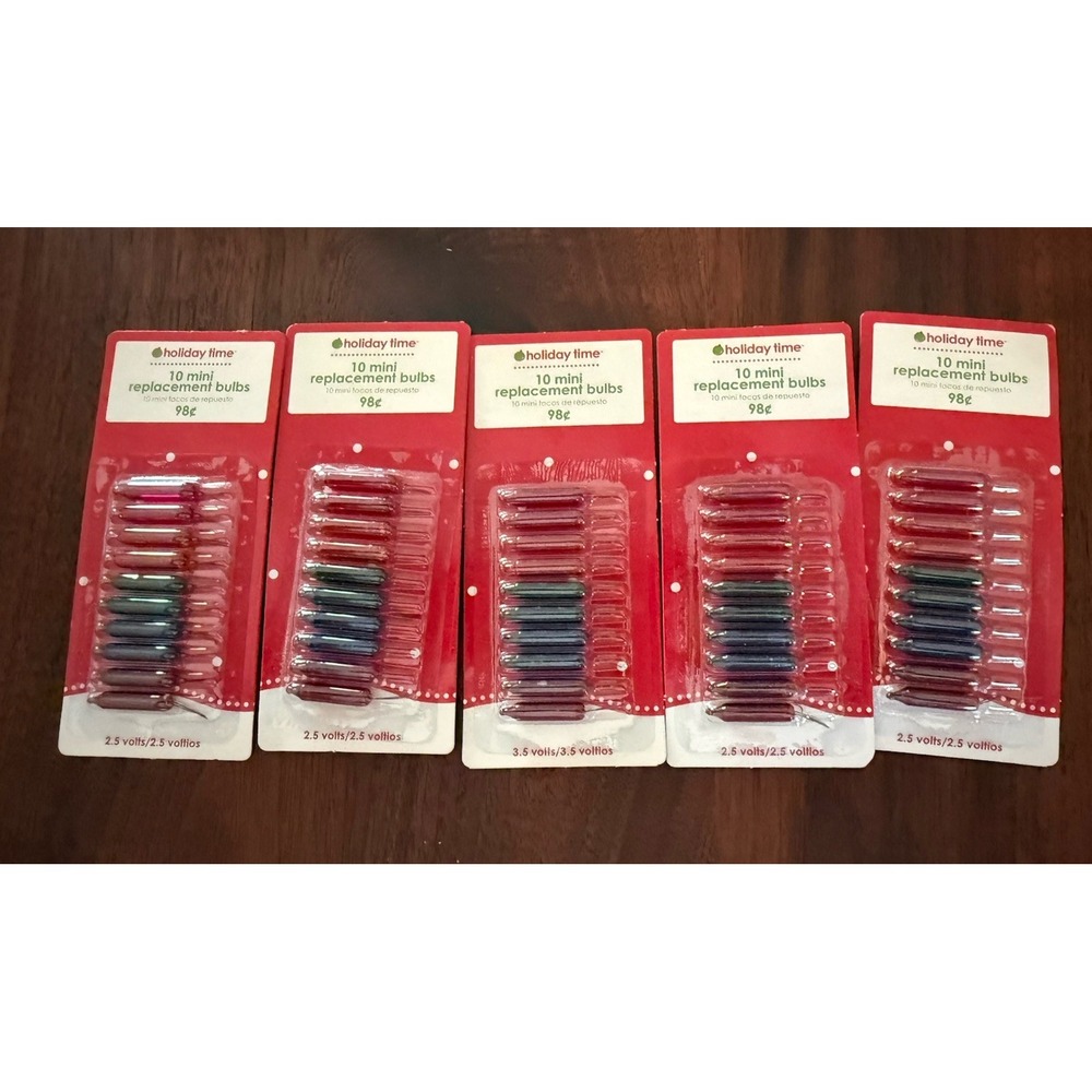 Holiday Time 2.5 V Mini 10 Ct Replacement Multi-Color Bulbs 2.5volt Lot of 5 NEW